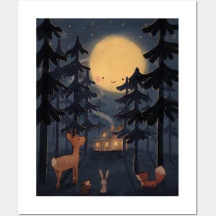 Forest night Posters and Art